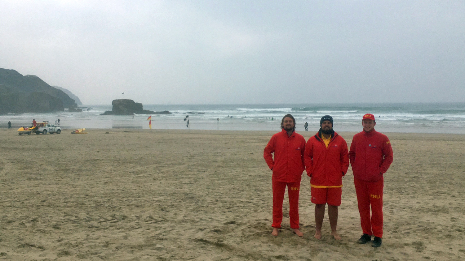 Ben’s rugby playing helpers on duty as lifeguards