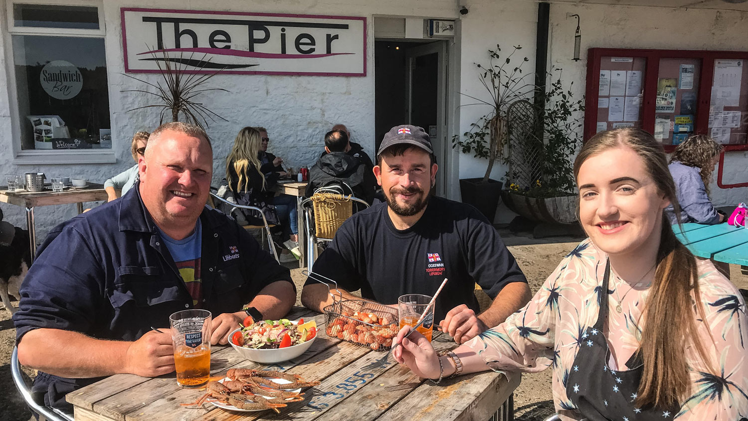 Tobermory lifeboat crew at the Pier Cafe