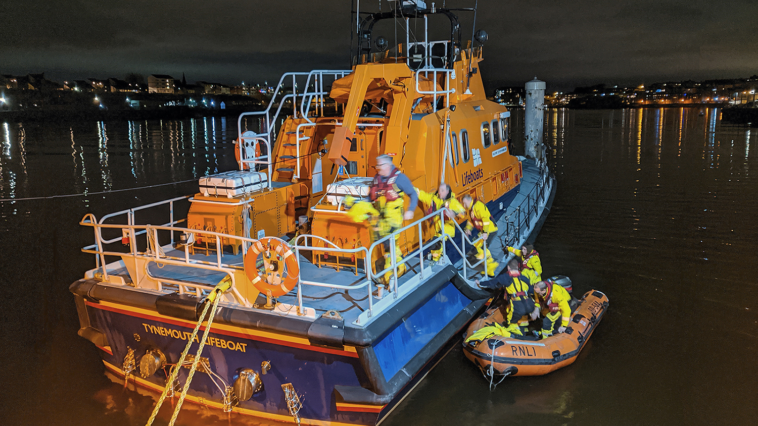 The Tynemouth crew board their all-weather lifeboat