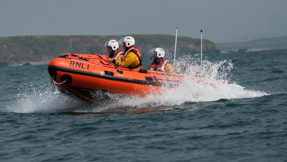 Fethard’s D class inshore lifeboat, with three crew members aboard