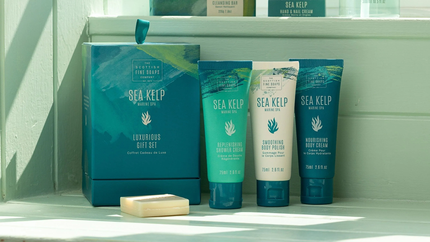 The Sea Kelp Luxurious Gift Set, featuring shower cream, body polish, body cream and luxury soap