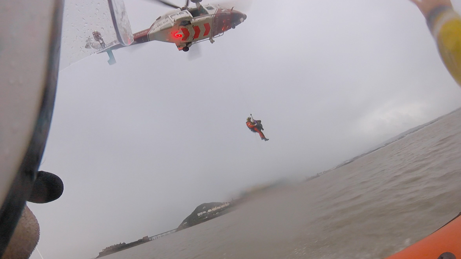 Allan being airlifted to hospital
