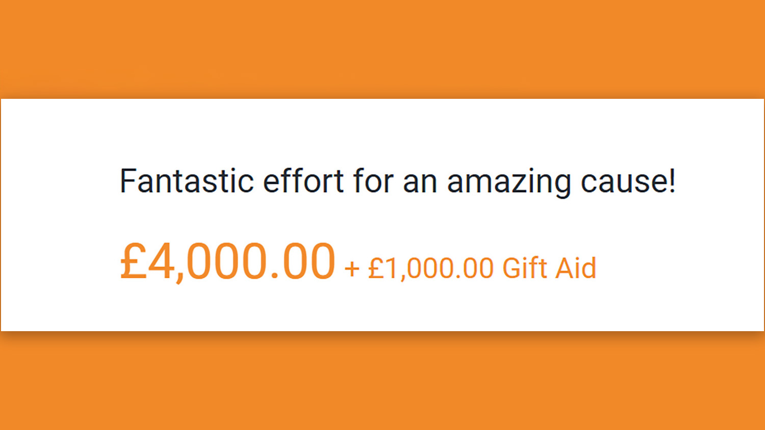 A screenshot from Nik's Just Giving page, showing a £4,000 donation and a message saying: 'Fantastic effort for an amazing cause!'