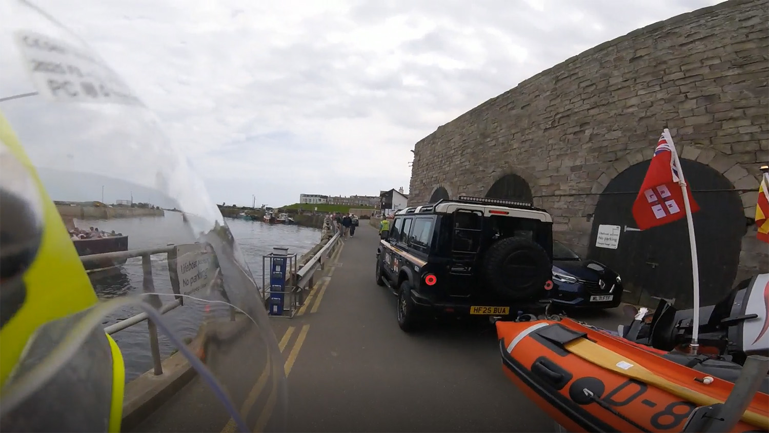 The INEOS Grenadier takes Seahouses’ D class lifeboat to launch.