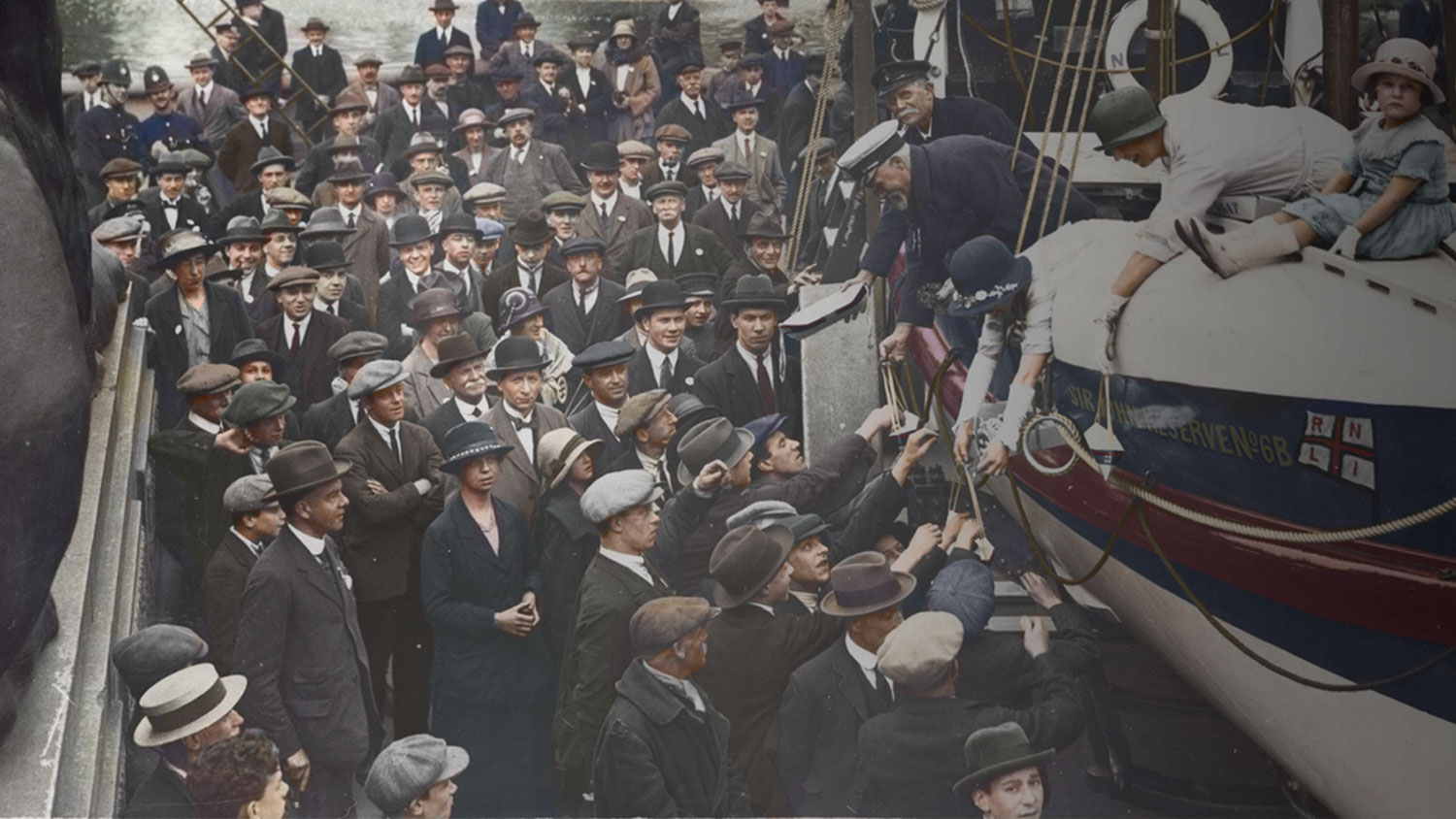 People celebrating the Lifeboat Day Centenary at Trafalgar Square in London on 20 May 1924