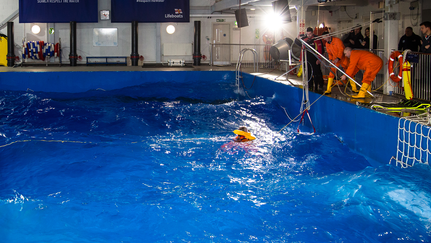 A sea survival pool similar to the one you’ll be using
