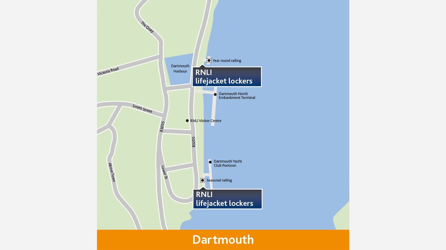 map of Dartmouth showing locker locations