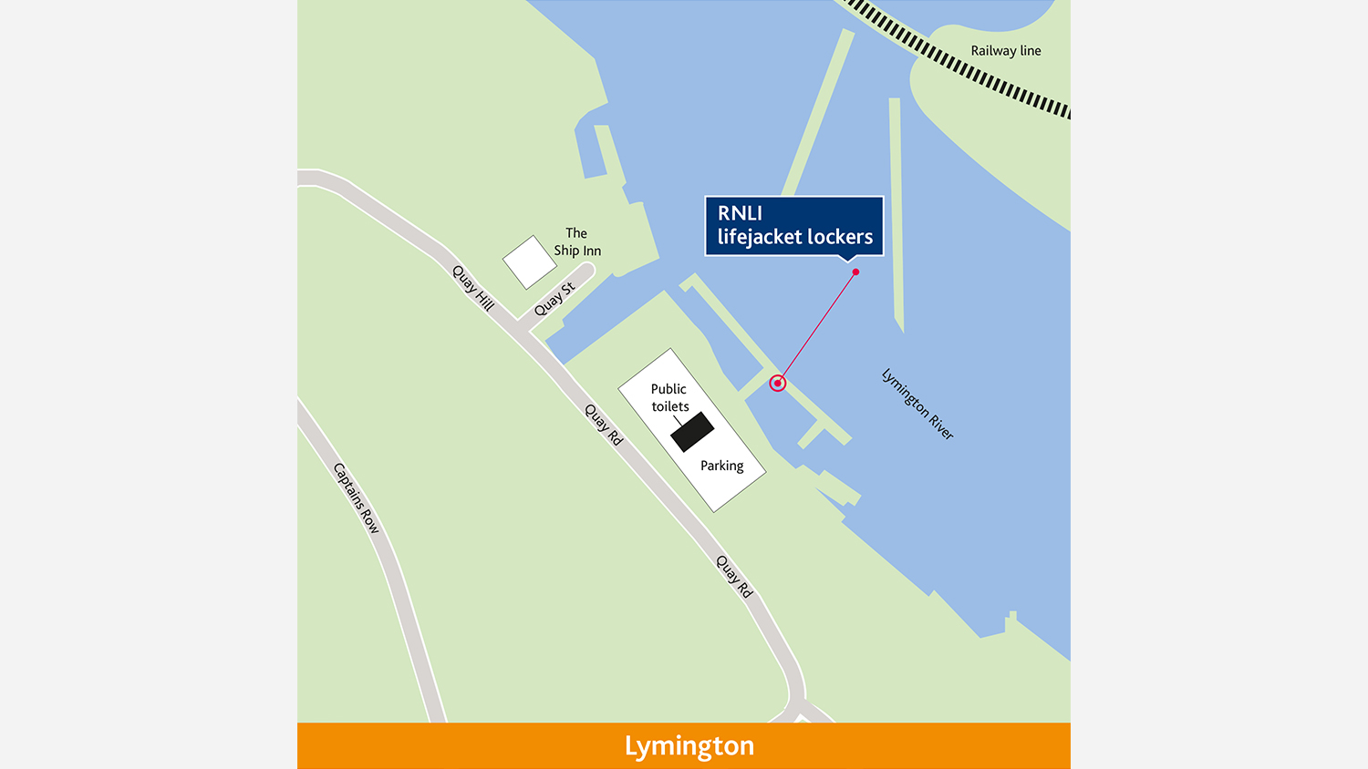 Map of Lymington to show where the lifeboat locker is