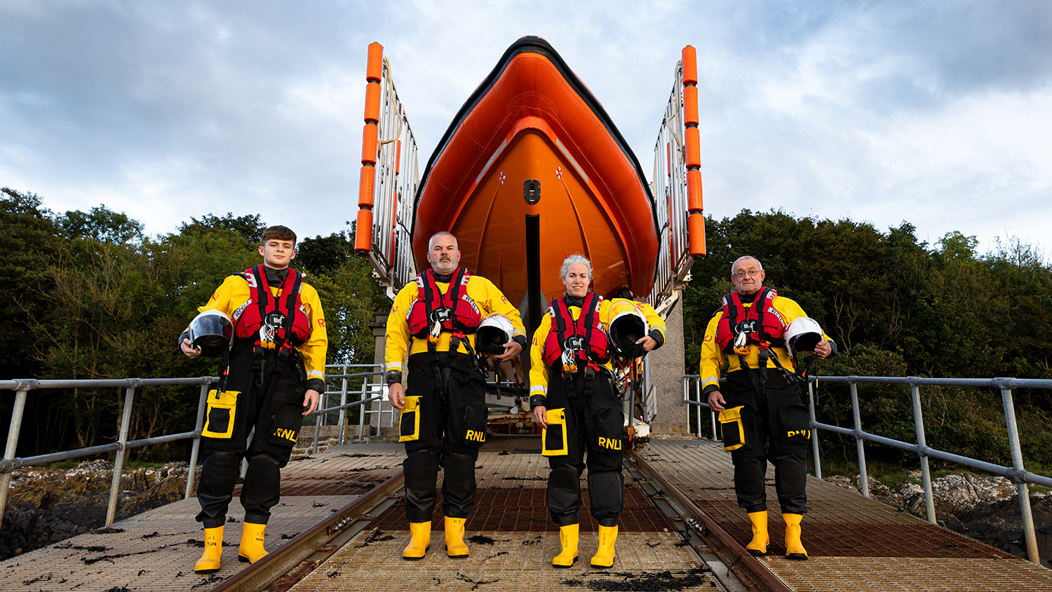 Kirkcudbright crew stood on station slipway