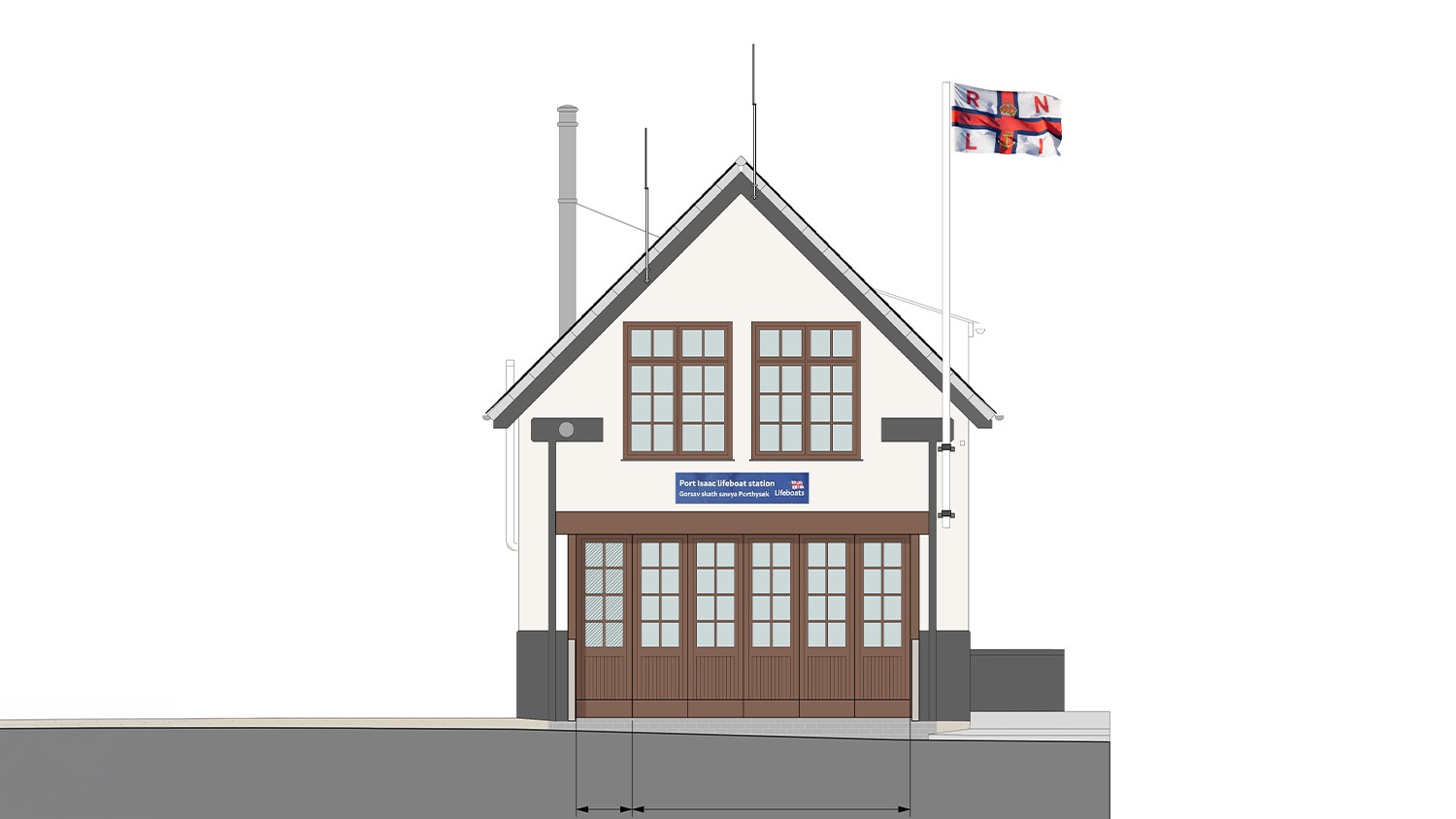 Illustrated front profile of how the new Port Isaac RNLI lifeboat station will look