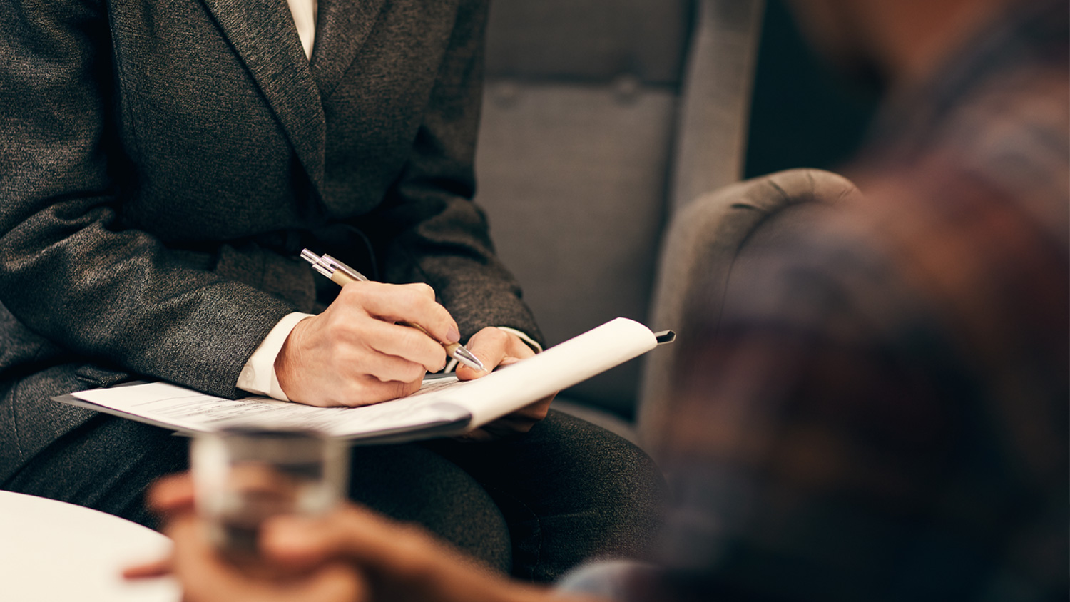 Two people in a meeting