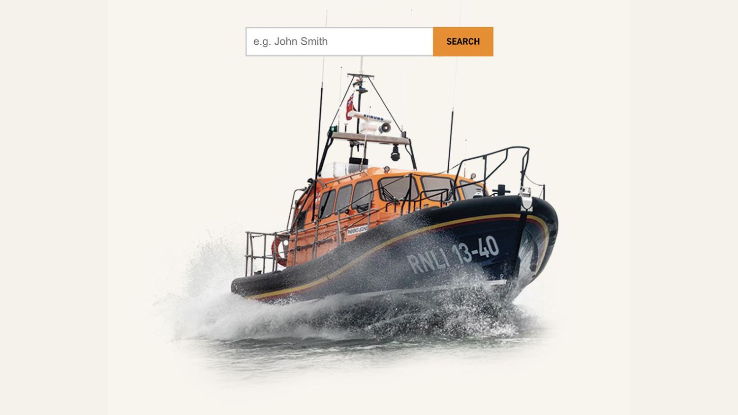 Image of the search to find a loved one's name on the Eric’s Legend 13-40 Lifeboat