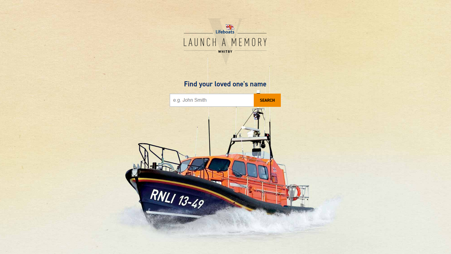 Image of the search to find a loved one's name on the Whitby Lifeboat