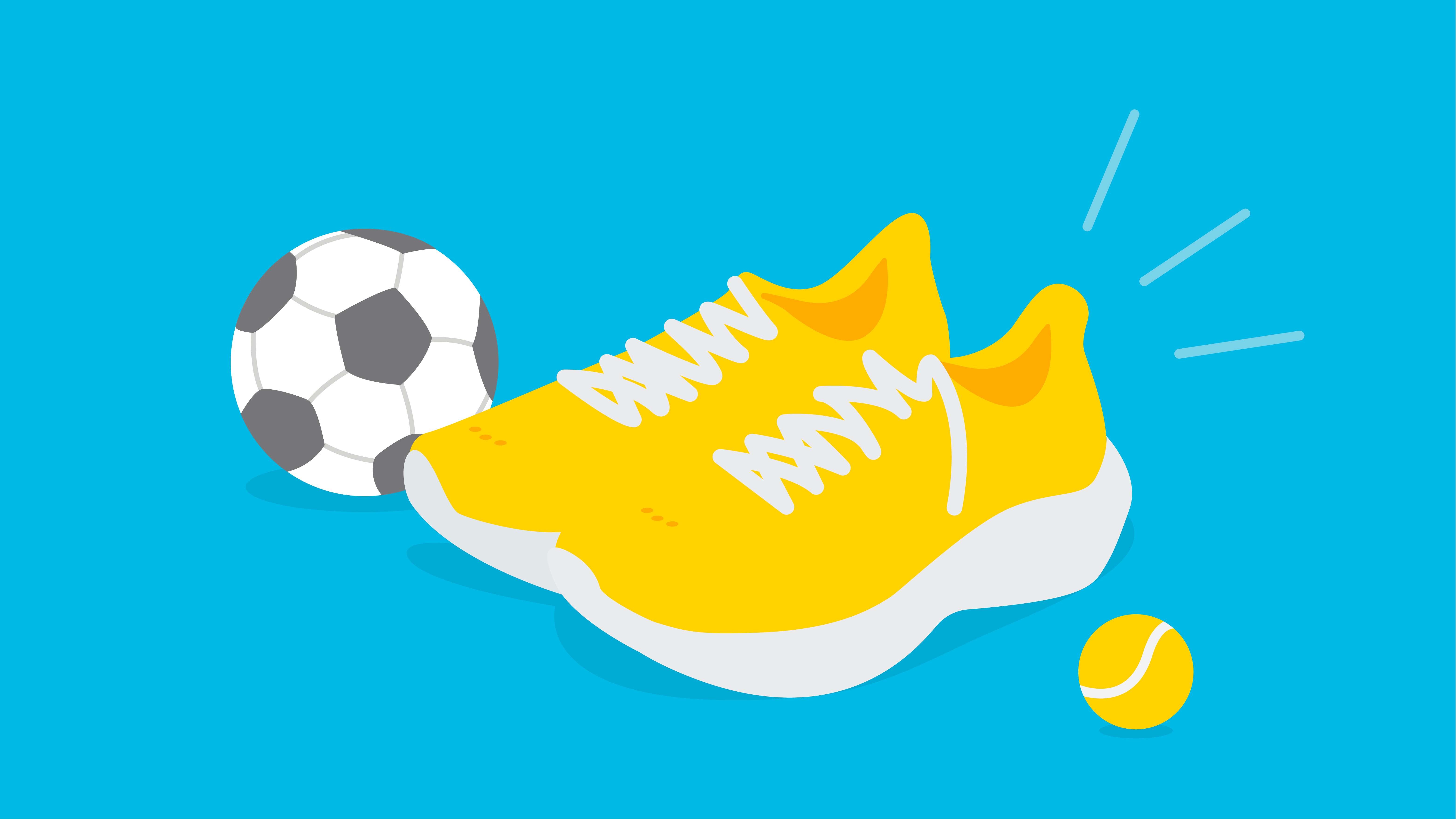 Running shoes and sports balls icon