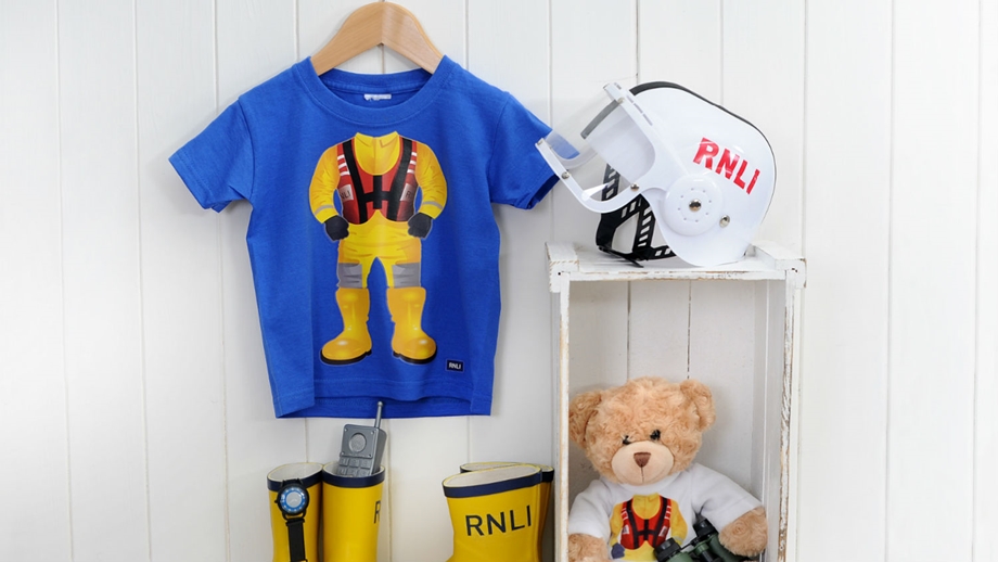 Some of the products that are available from the RNLI online shop, including crew outfits for children