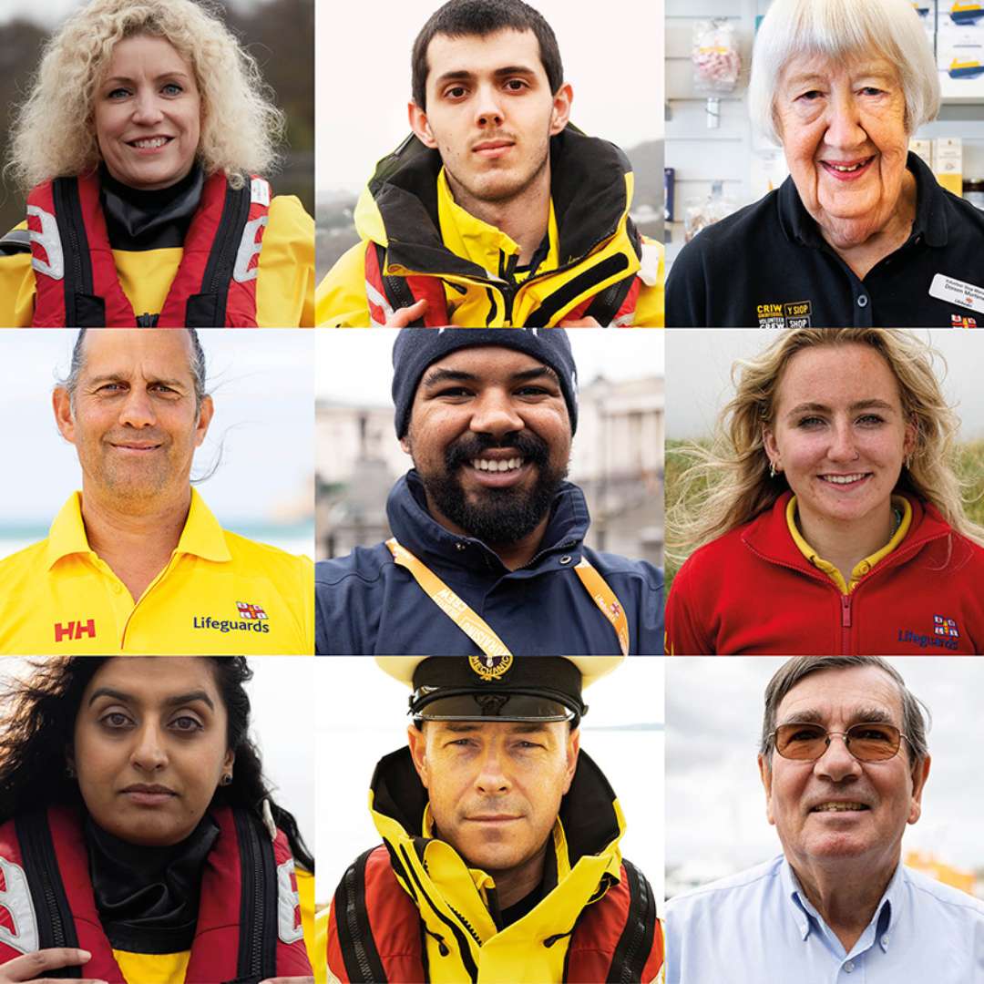 Collection of 9 volunteers facing the camera