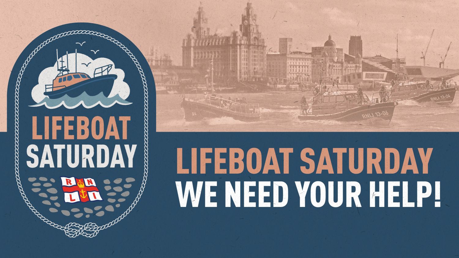 Heritage image with the words "Lifeboat Saturday, We need your help!"