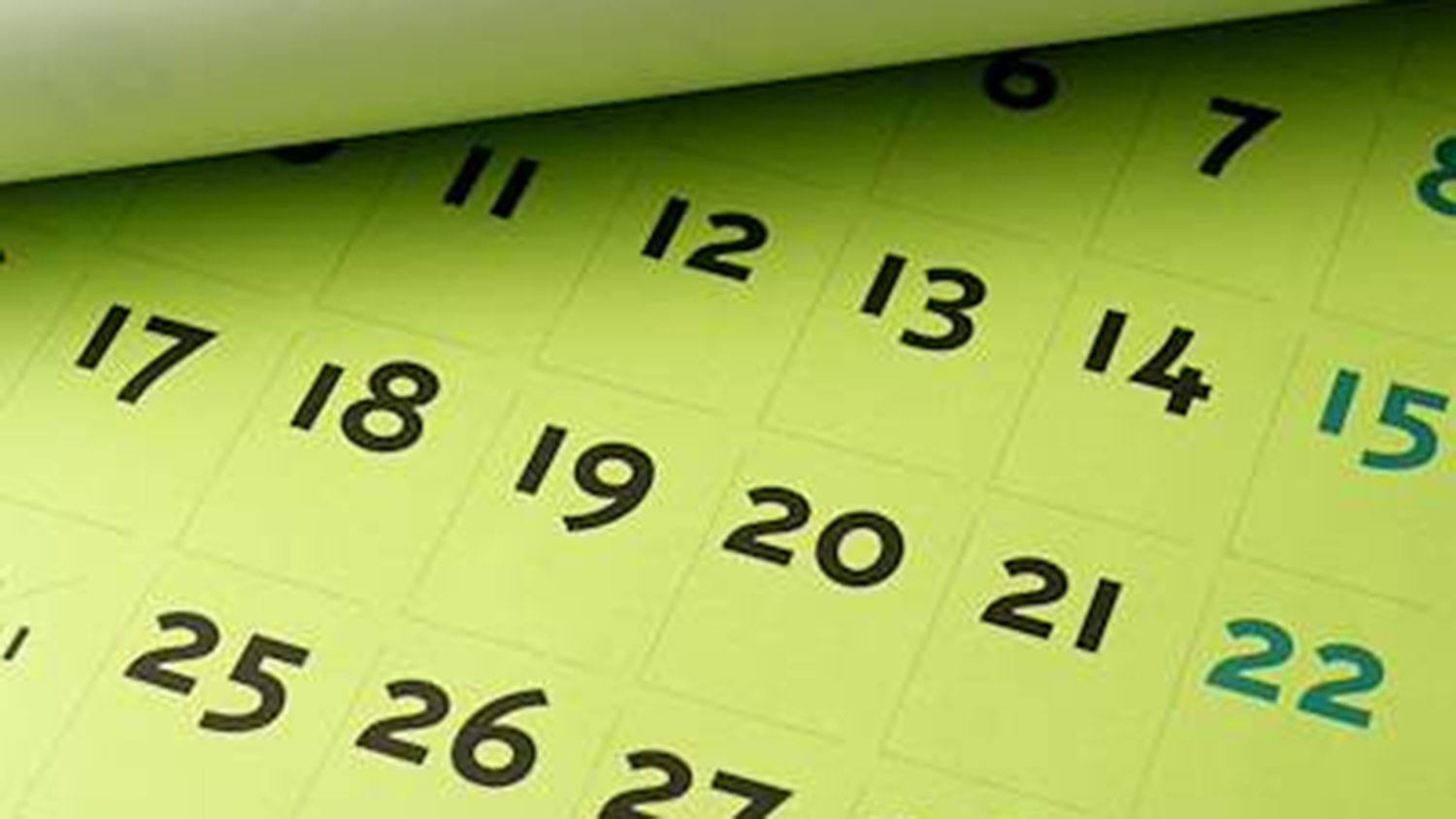 A calendar page showing dates of a month.