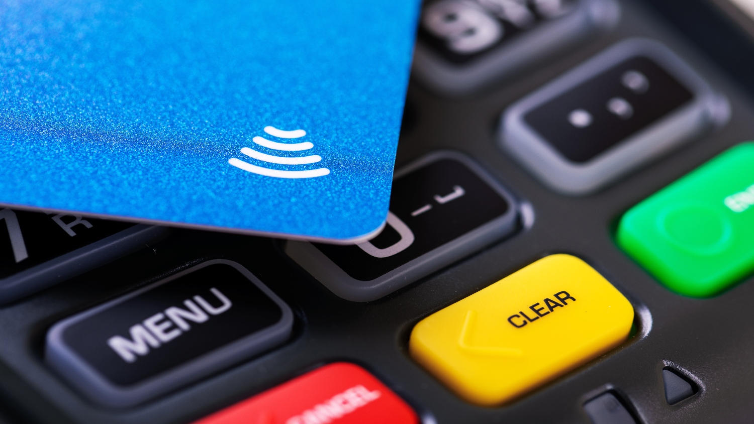 Contactless payment card over a card machine