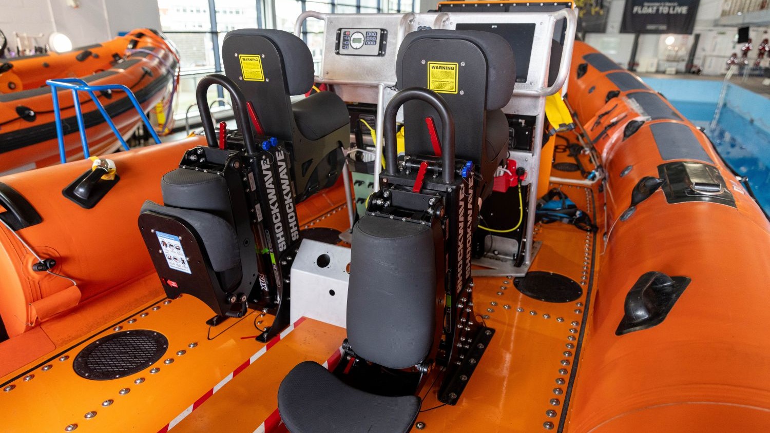 View of the interior of an RNLI inshore lifeboat