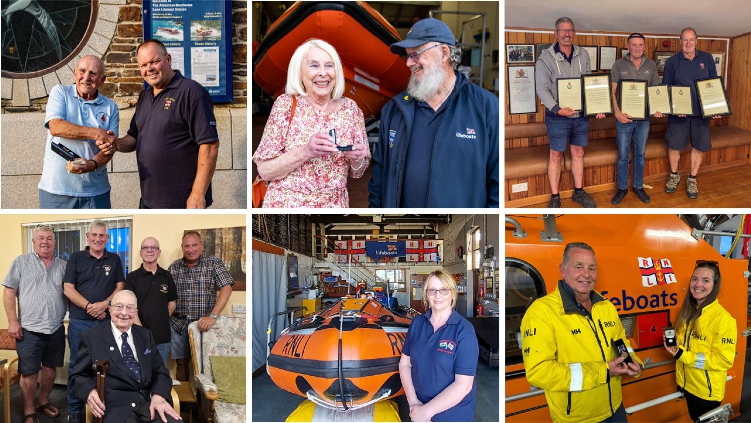 A montage of six photos of volunteers receiving medals and certificates