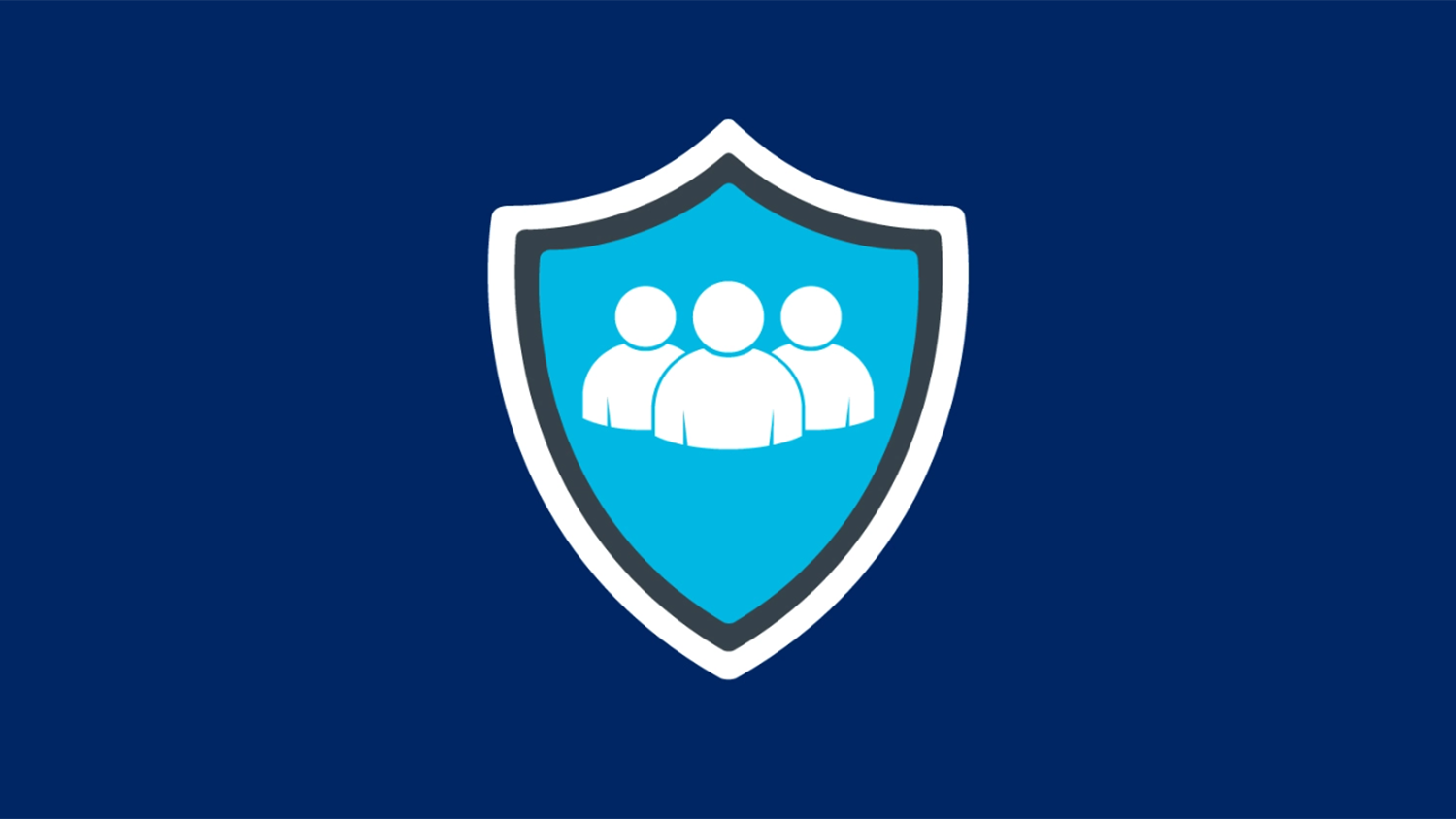 Illustrated shield containing stick figure people.