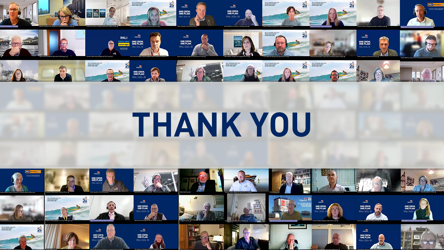 A collage of some of the volunteers and staff who participated in the webinars with the words 'thank you' written across the middle of the image.