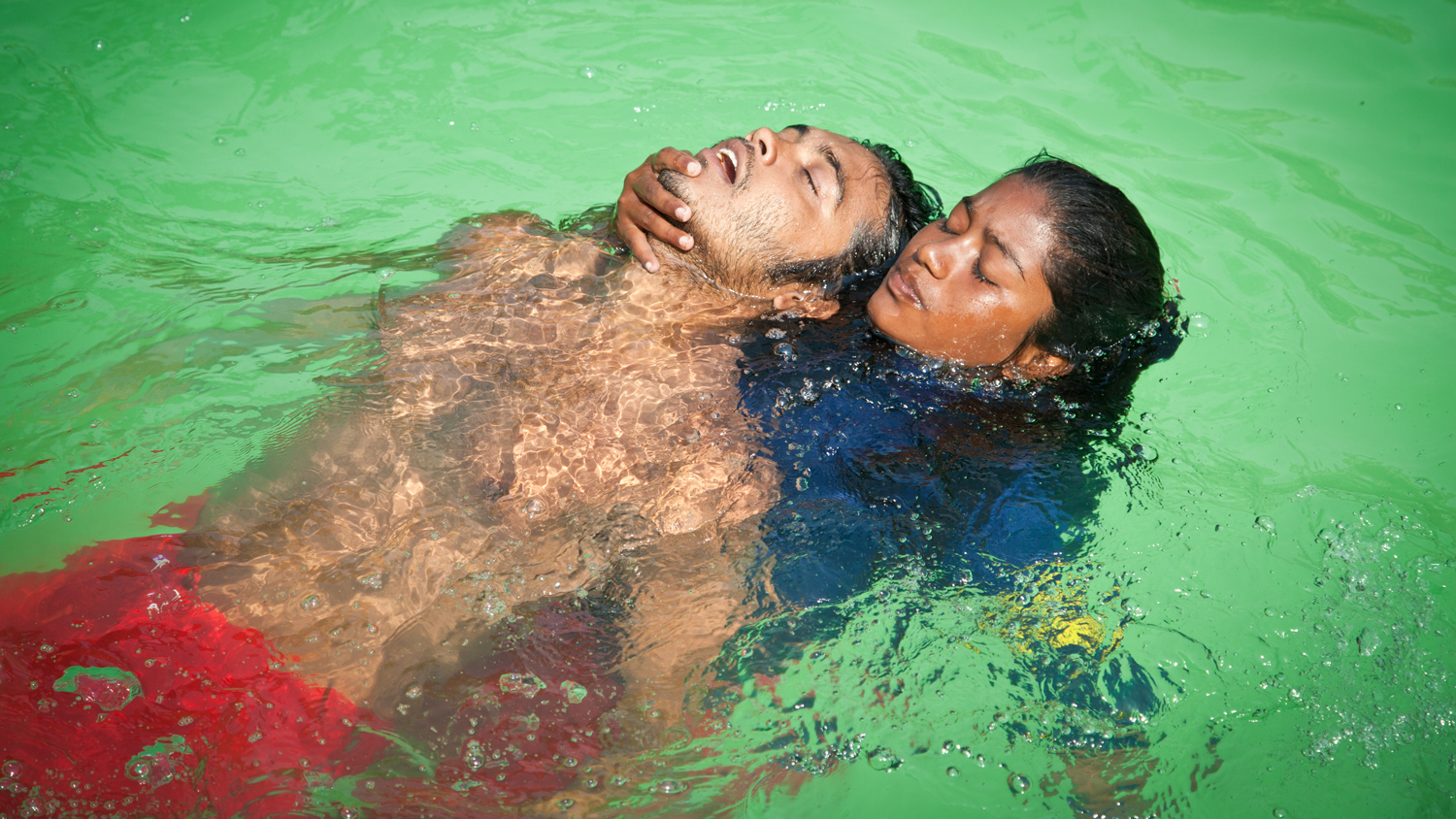 Lifeguards training in a pool in Bangladesh