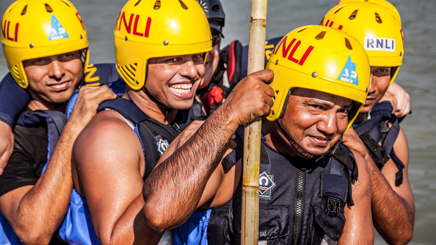 Flood rescue training in a river in Bangladesh