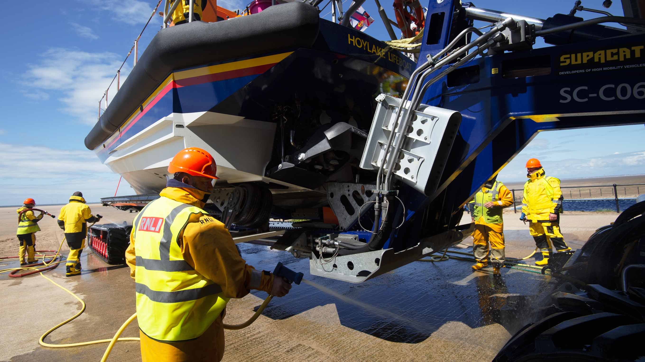 Hoylake shore crew wash down their Shannon class lifeboat
