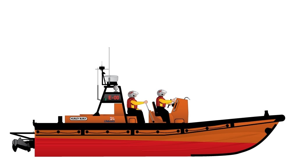 Illustration of the RNLI E class inshore lifeboat