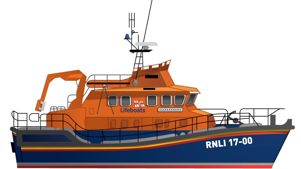 Illustration of the RNLI Tamar class all-weather lifeboat