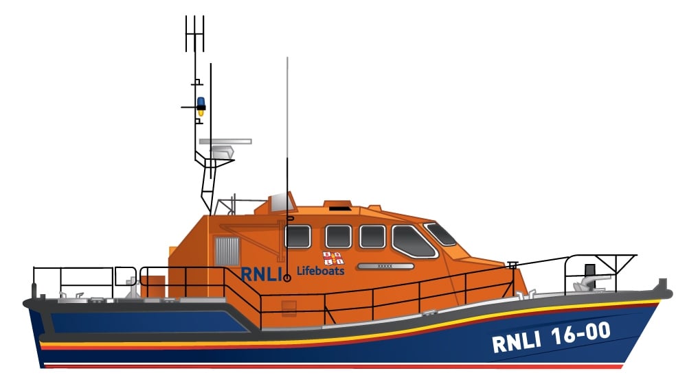 Illustration of the RNLI Severn class all-weather lifeboat
