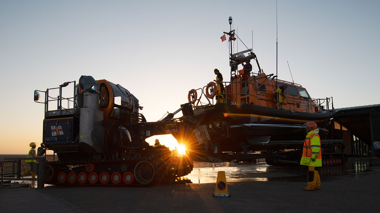 Lifeboat being lifted from the water