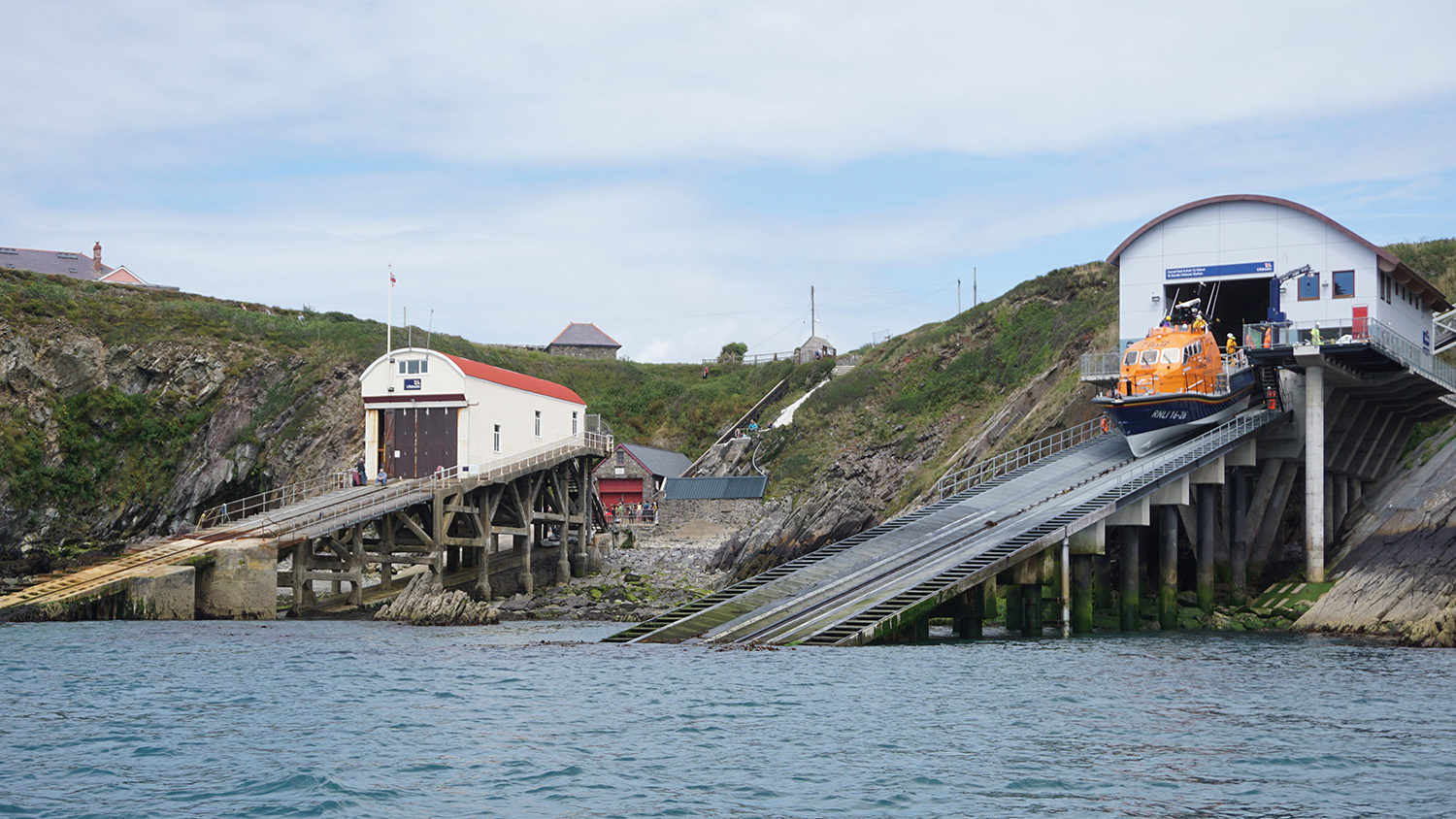 The new St Davids Lifeboat Station is next to the old St Davids Lifeboat Station.