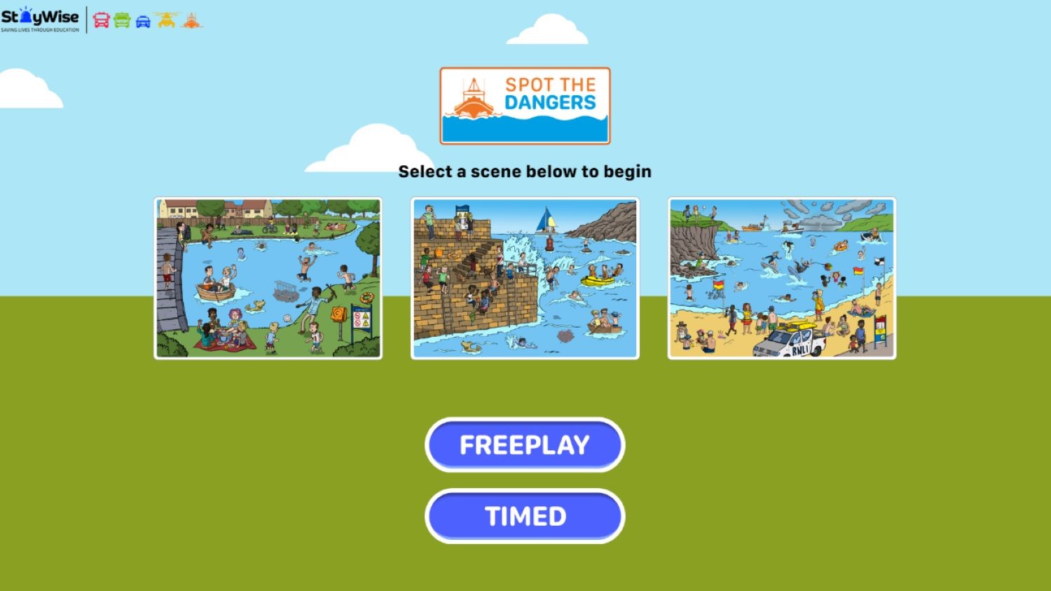 Spot the dangers interactive game.