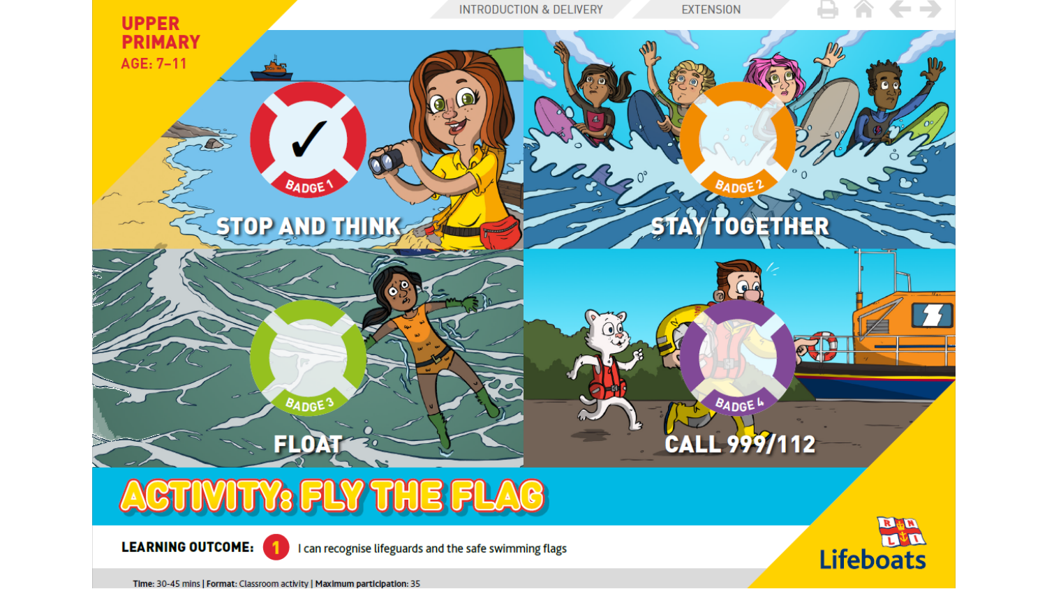 Illustrated water safety scenes