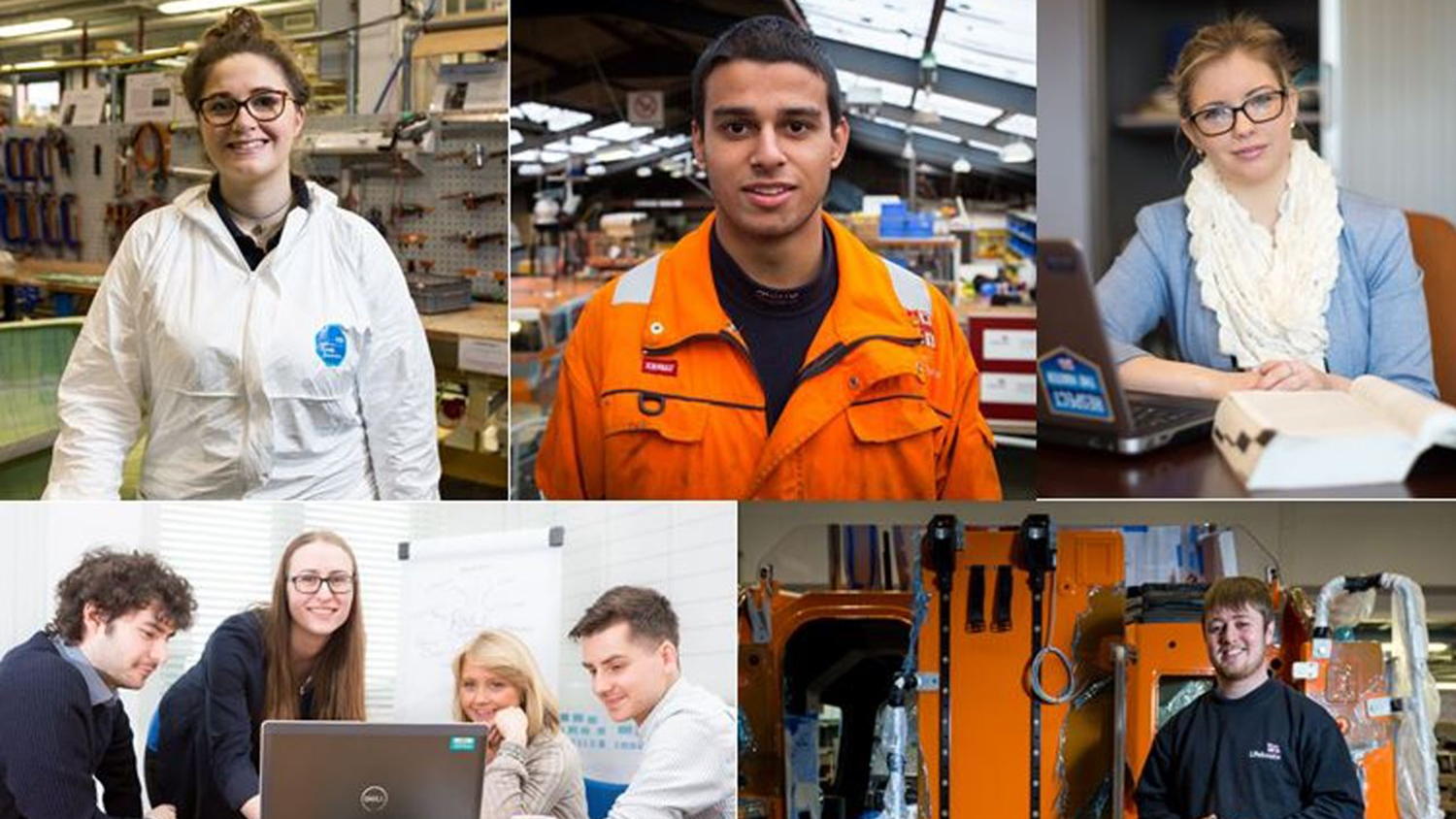 Montage of RNLI Apprentices working in various roles throughout the charity