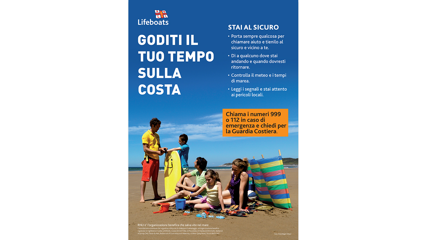 Italian beach safety lifeguard poster