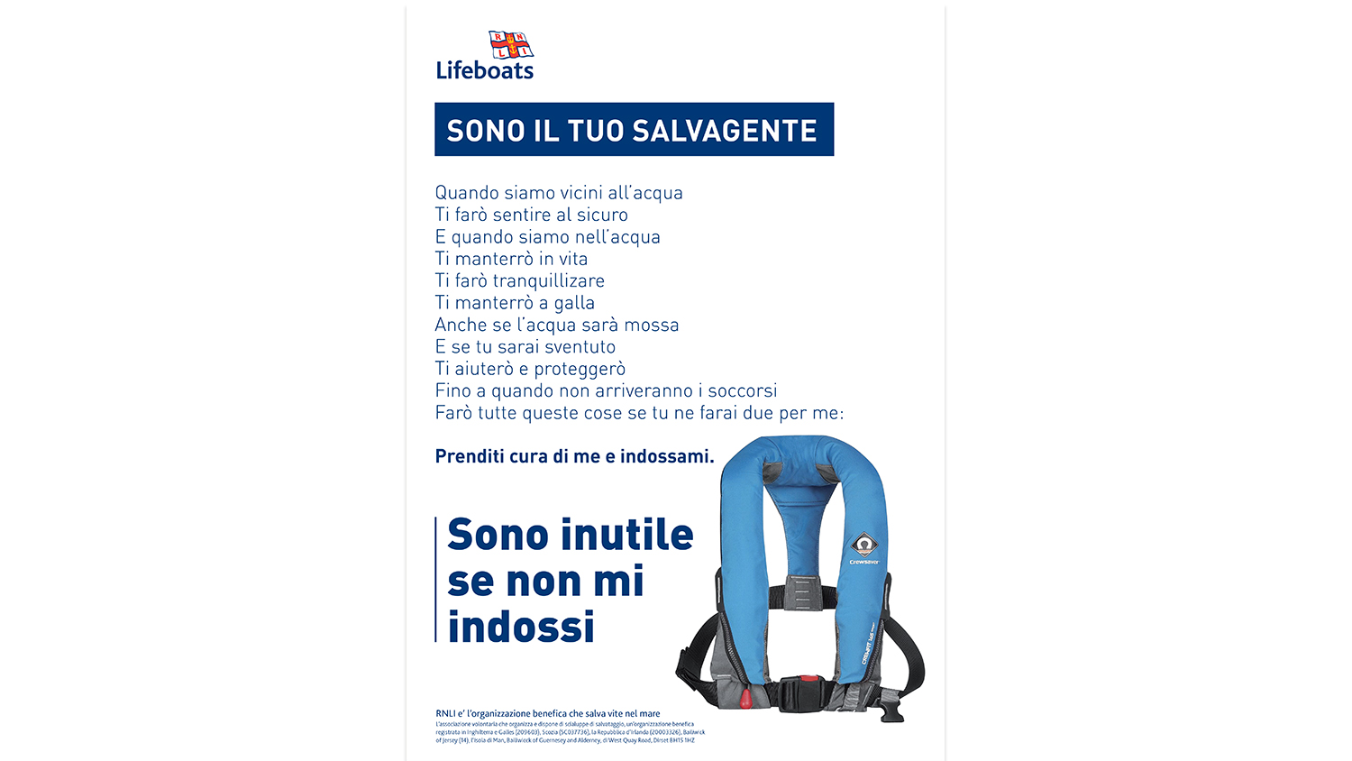 Italian wear your lifejacket poster