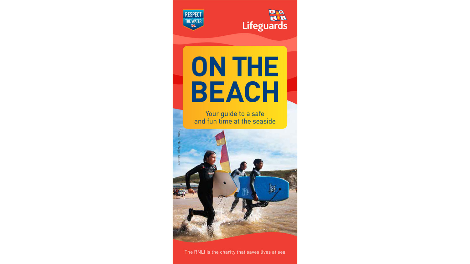 On the beach RNLI beach safety advice English version